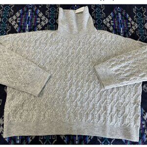 NY&CO Grey Cable Knit XL Turtleneck Sweater NWT Ladies Cropped Twee